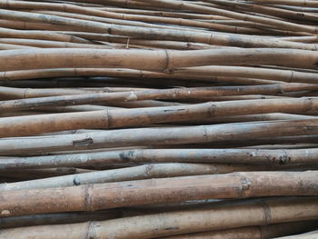 Full frame shot of stack of firewood