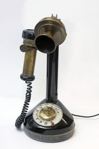 Close-up of clock on telephone