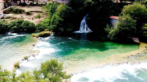 Scenic view of waterfall