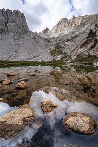 Rocks in mountains against sky