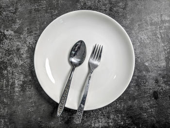 High angle view of empty plate on table