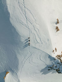 Aerial view of snow covered landscape