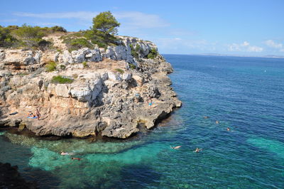 Scenic view of sea against clear sky