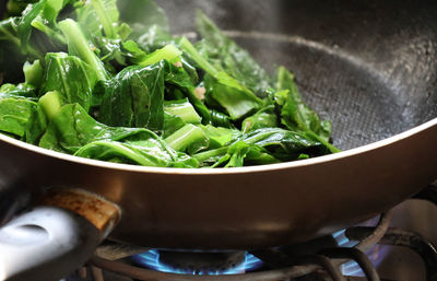 Close-up of food in cooking pan