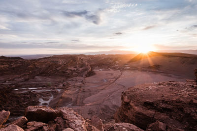 Scenic view of landscape against sky during sunset