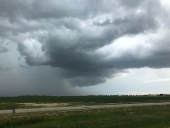 Storm clouds over land