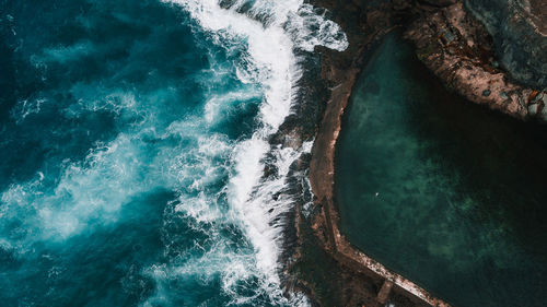 Aerial view of sea waves