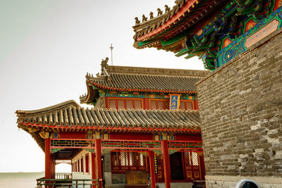 Low angle view of temple against clear sky