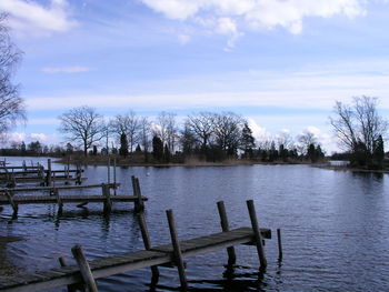 Scenic view of lake against sky
