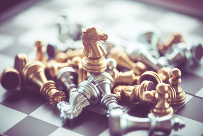 Close-up of chess pieces