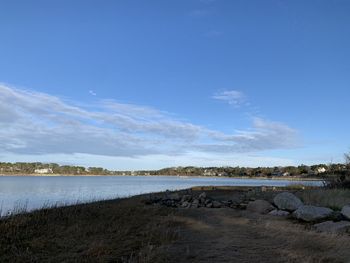 Scenic view of lake against sky