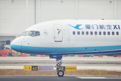 Airplane on airport runway