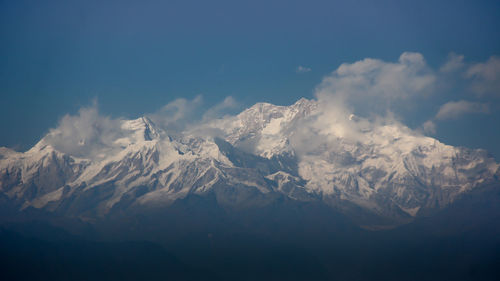 Scenic view of snow mountains against sky