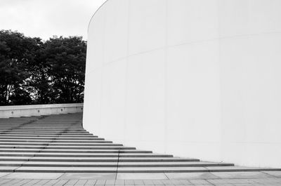 Steps and trees against sky