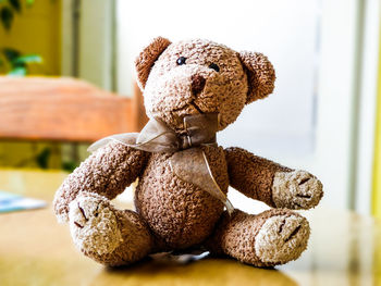 Close-up of stuffed toy on table at home