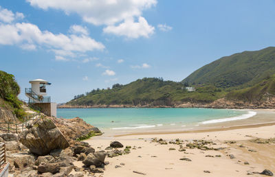 Scenic view of beach against sky