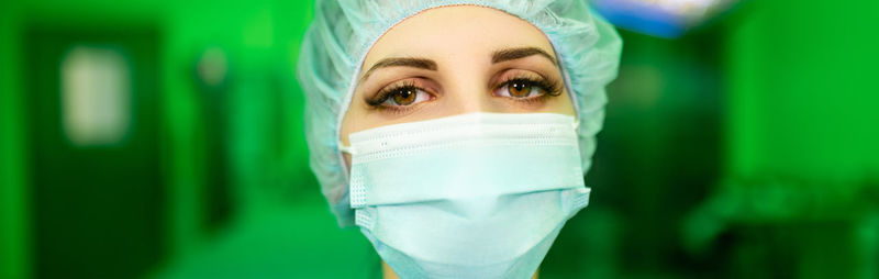 Close-up of woman wearing mask