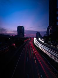 Light trails on highway at night in jakarta