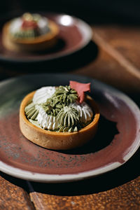 Close-up of food in plate on table