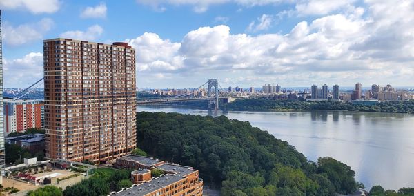View of upper manhattan and george washington bridge from new jersey