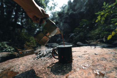 Human hand holding drink