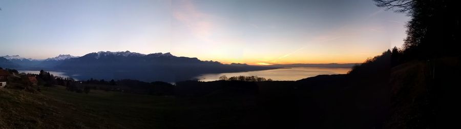 Scenic view of landscape at sunset