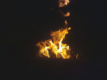Close-up of fire at night