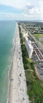 High angle view of beach against sky