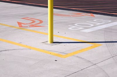 High angle view of road markings