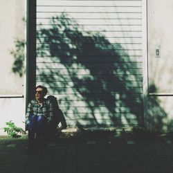 Woman sitting on steps