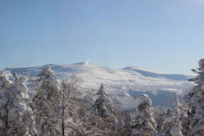 Panoramic view of snowcapped mountain against sky