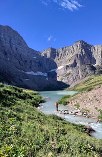 Scenic view of glacial lake surrounded by mountains