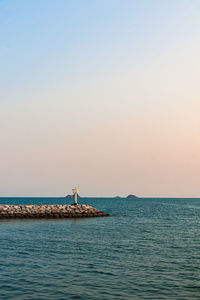 Scenic view of sea against clear sky