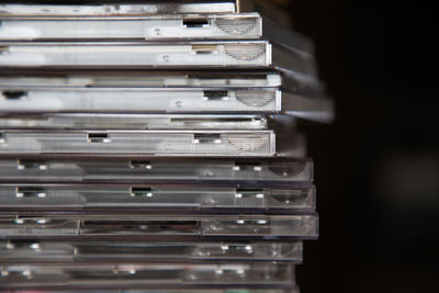 Close-up of cds stack
