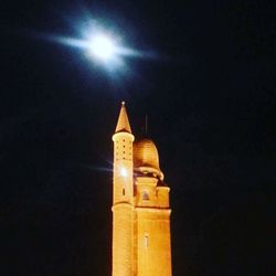 View of clock tower at night