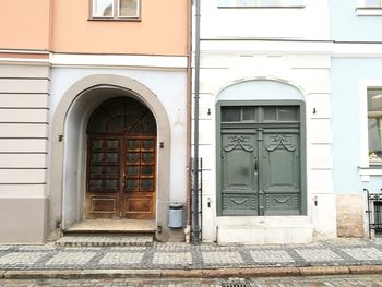 Closed door of house