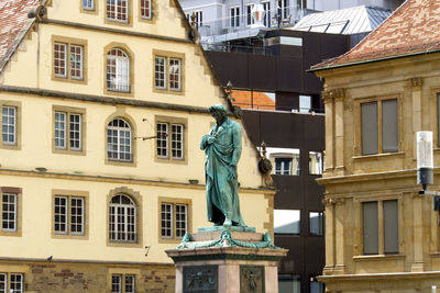 Picture of the schiller statue on schillerplatz, stuttgart, germany