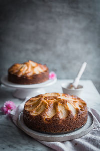 Close-up of cake in plate on table