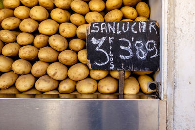 Pumpkins for sale at market stall