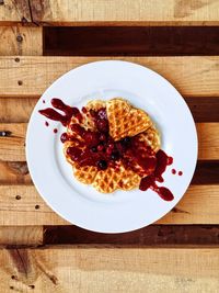 Directly above shot of food served in plate