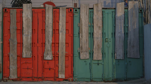 Closed door of old building