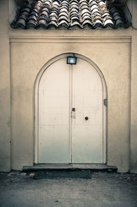 Closed door of old building