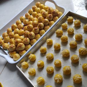 High angle view of dessert in container