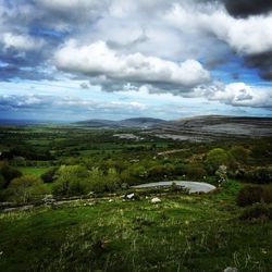 Scenic view of landscape against cloudy sky