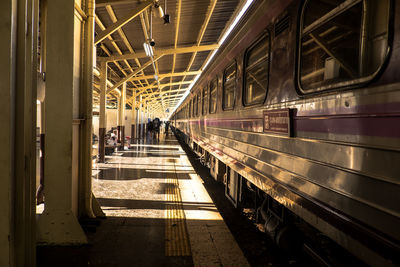 Train on railroad station platform