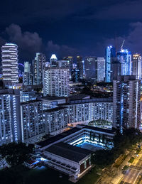 Illuminated cityscape at night