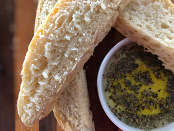 High angle view of bread on table