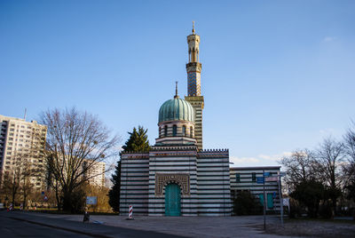 Exterior of temple against clear sky