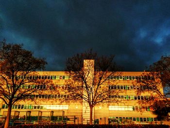 Illuminated buildings in city at night