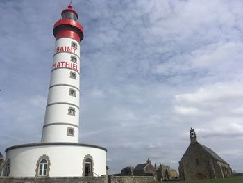 Low angle view of lighthouse against sky